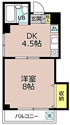 ラピス平安中駒ビル 1DKの間取図画像