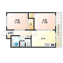 増田マンション 2DKの間取図画像