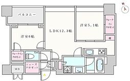 グランスイート麻布台ヒルトップタワー 2LDKの間取図画像