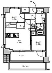 S-RESIDENCE押上South 7階2DKの間取り