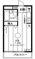 ロジマン菊川 4階ワンルームの間取り