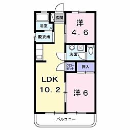 メゾン伊奈平 3階2LDKの間取り