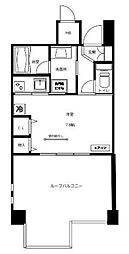 グロリア自由が丘 6階ワンルームの間取り