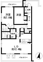 サンフィールド与野 2LDKの間取図画像