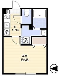 アリロッセ新鎌ヶ谷 1Kの間取図画像