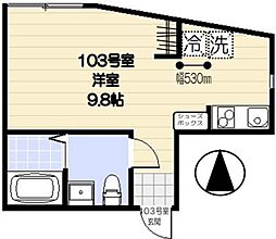 スカイヒルズ羽田 ワンルームの間取図画像