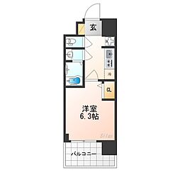 京都市営烏丸線 五条駅 徒歩7分の賃貸マンション 4階1Kの間取り