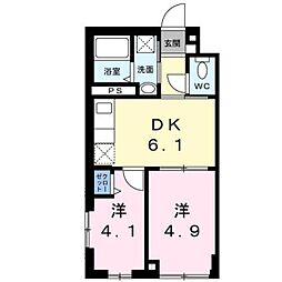 カステロ赤羽 3階2DKの間取り