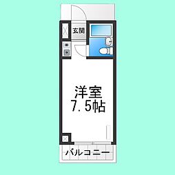 ルシェルコート 2階ワンルームの間取り