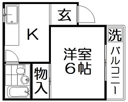 サンシャイン香里園V 1Kの間取図画像