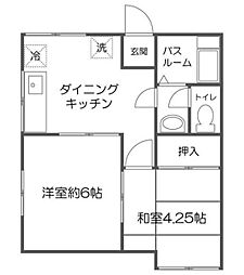 宮沢コーポ 2階2DKの間取り
