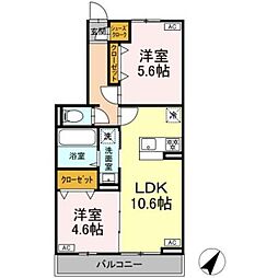 アニバーサリー 2LDKの間取図画像