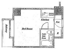 大橋スカイハイツ 8階ワンルームの間取り
