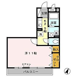 フェリシタ ドゥジェーム・プルミエ 2階1Kの間取り
