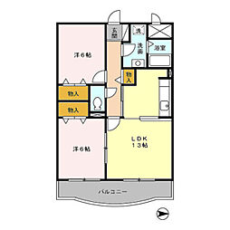 メルヴェイユ 1階2LDKの間取り