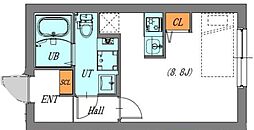 ＬＵＯＲＥ文京本駒込 2階ワンルームの間取り