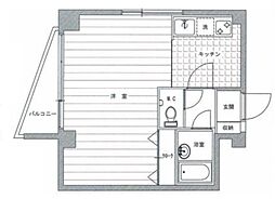 モア南品川 2階ワンルームの間取り