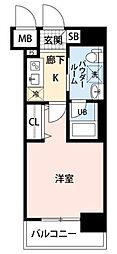 ガリシア浜松町 1Kの間取図画像