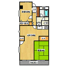 レジデンス永山 3階2LDKの間取り