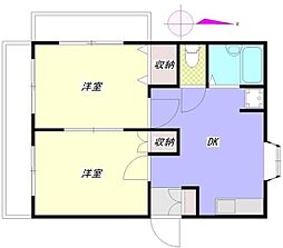 幸レジデンス 2DKの間取図画像