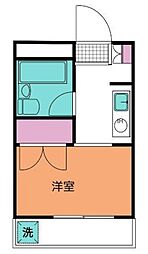 エメラルドハイツ中里 1階ワンルームの間取り