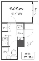 CRADLE 1Kの間取図画像
