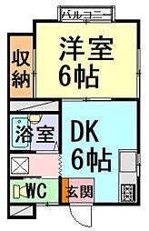 イーズヴィラ 1DKの間取図画像