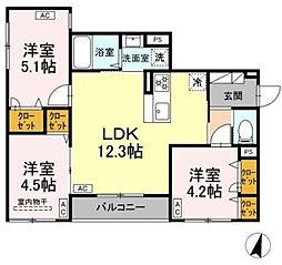 セレスティア西瑞江 3階3LDKの間取り