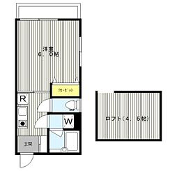 イーストガーデンリブアス 1Kの間取図画像