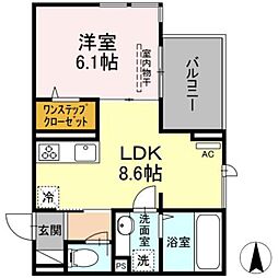 Hillside 1LDKの間取図画像
