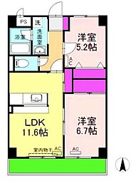 ピュアクレスト 2LDKの間取図画像