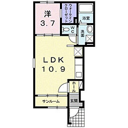 ミルレーヴ2 1LDKの間取図画像
