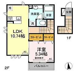 アチェロ 2階1LDKの間取り