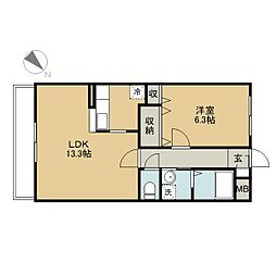 東京メトロ東西線 行徳駅 徒歩15分の賃貸マンション 4階1LDKの間取り