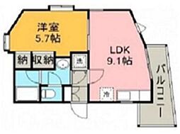 ル・パラディー坂戸128 1LDKの間取図画像
