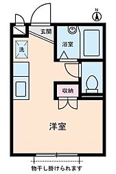 ユーハイツ 2階ワンルームの間取り