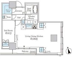 ベルファース芝浦タワー 26階1LDKの間取り