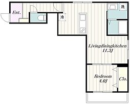 小田急小田原線 小田急相模原駅 徒歩7分の賃貸アパート 2階1LDKの間取り
