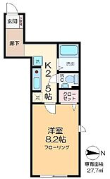 Kハイム 1階1Kの間取り