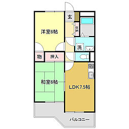 コーポライムグリーン 2DKの間取図画像