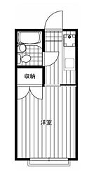 パークハイツ中島I 2階ワンルームの間取り