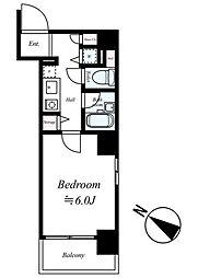 菱和パレス早稲田参番館 5階1Kの間取り