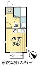 東京メトロ東西線 南行徳駅 徒歩15分の賃貸アパート 1階ワンルームの間取り