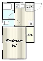 ヴィラサンシャイン 2階1Kの間取り