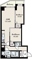 グランパセオ菊川 6階1SLDKの間取り