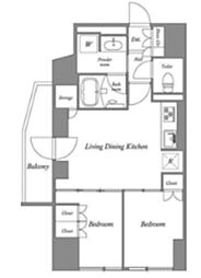 コスモグラシア池田山 14階2LDKの間取り