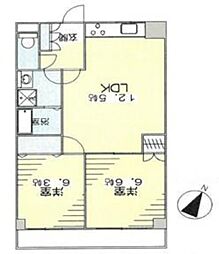 グランシャリオ1 1階2LDKの間取り