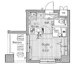 ガーラ・シティ東陽町 3階1Kの間取り