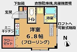 ロードサイド秋 2階ワンルームの間取り