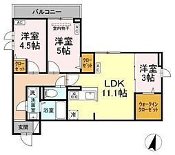 セレスティア江戸川II 3階3LDKの間取り